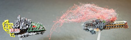 With the Blessed Ignorance unable to change course, Da Butcher strikes at its victim's undefended stern.