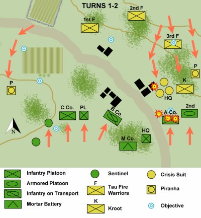 First Battle of Malati map turns 1-2