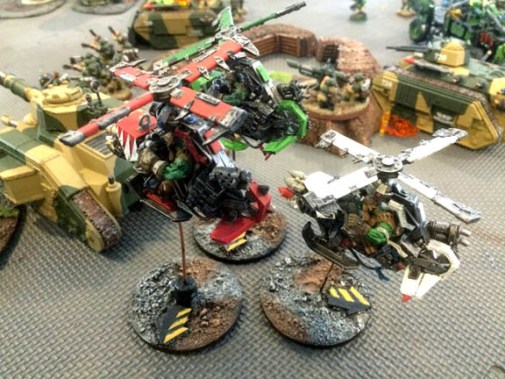 Shocked by the first anti-air fire of the war, the ork DeffKoptas retreat.